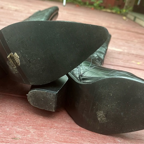 Sergio Todzi Knee High Mock Croc Cowboy Rodeo Boots,black Size UK 39/ US 9 • EUC - Picture 7 of 11